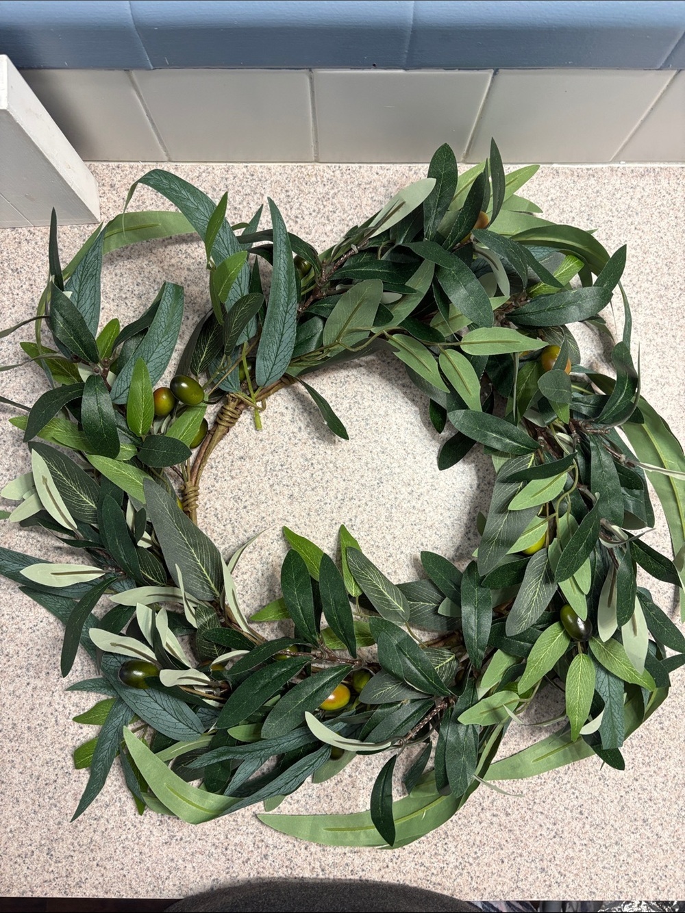 Green Olive Leaf Floral Wreath - Unbranded